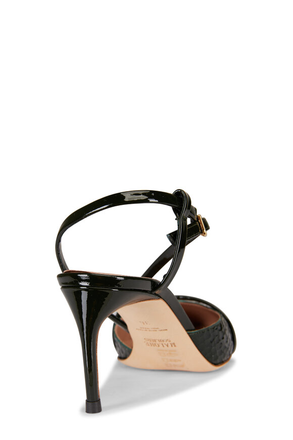Malone Souliers Valeria Embossed Evergreen Leather Sandal, 70mm - view 3