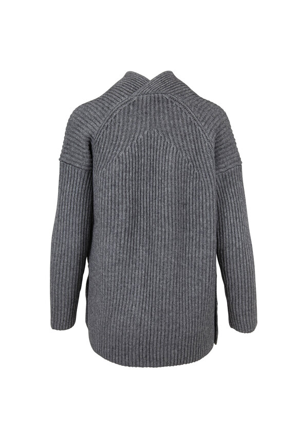 Vince - Medium Gray Ribbed Button Side Cardigan