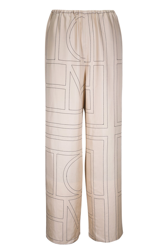 Totême Ivory Monogram PJ Silk Pant