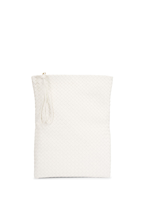 Bottega Veneta Giornale Alabaster Intrecciato Leather Pouch