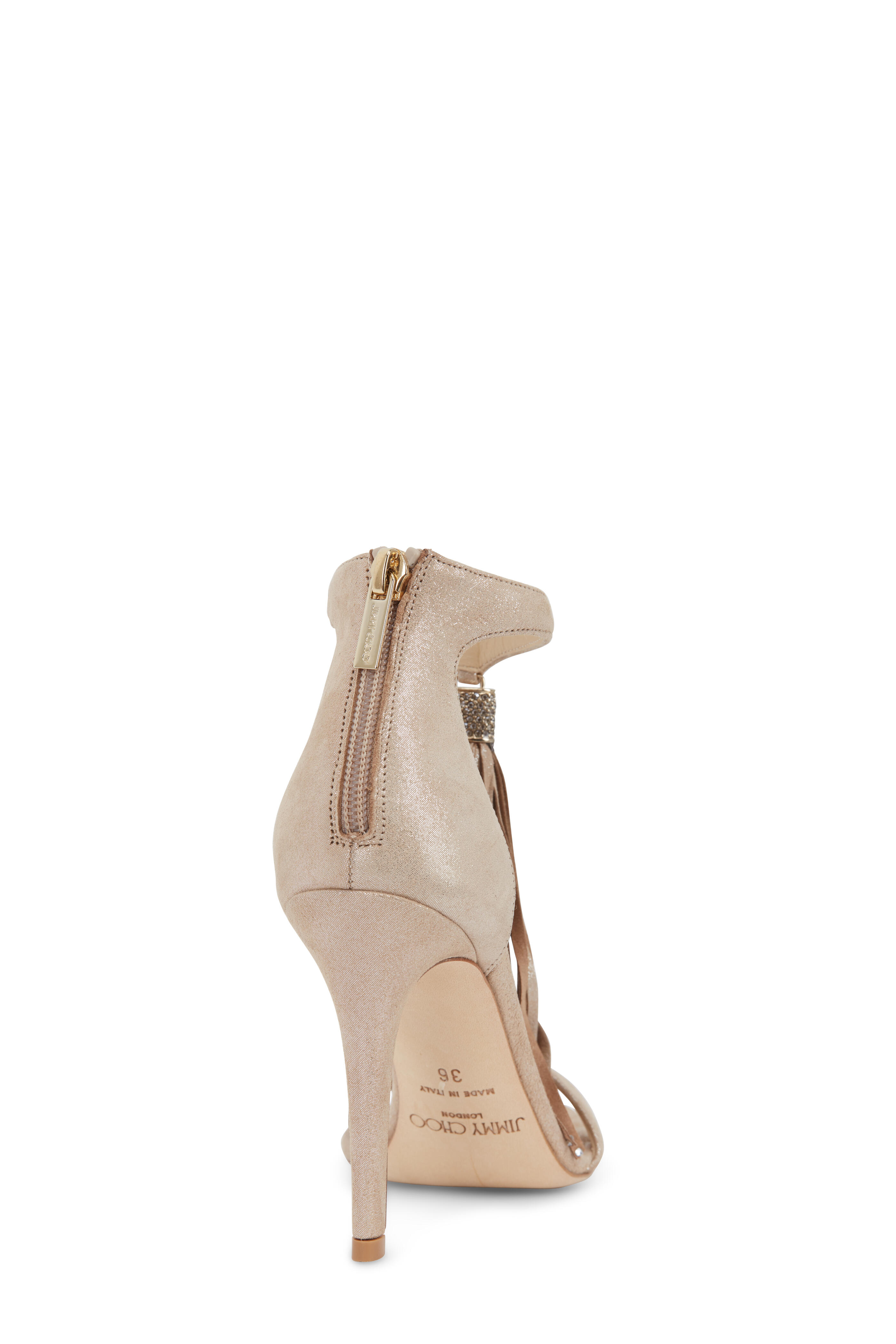 Jimmy choo kallai leaf discount jeweled suede nude heels