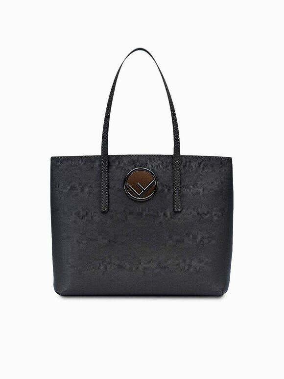 Fendi - Black Grained Leather Logo Shopper