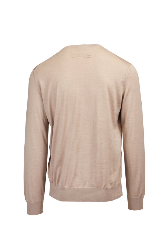 Zegna Taupe Cashmere & Silk Crewneck Sweater - view 2
