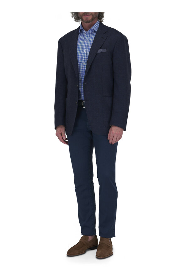 Canali - Kei Navy Mini Check Wool & Cashmere Sportcoat 