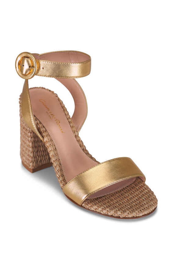 Gianvito Rossi Luana Mekong Leather & Raffia Sandal, 85mm