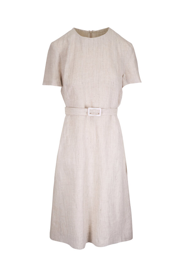 Kiton Beige Linen Belted Dress