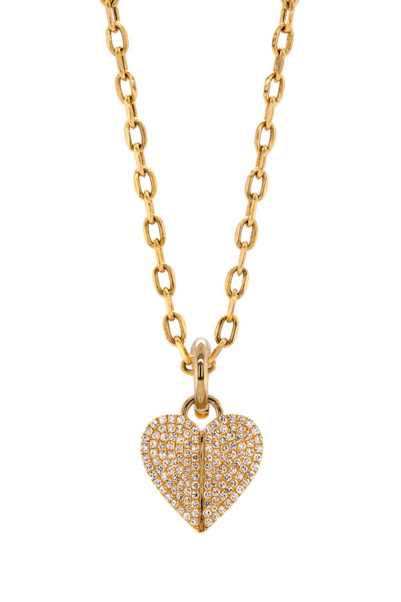 Bridget King 14k Gold Diamond Folded Heart Pendant Necklace - view 1