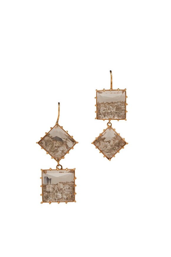 Renee Lewis Square Shake© 18K Yellow Gold & Diamond Earrings