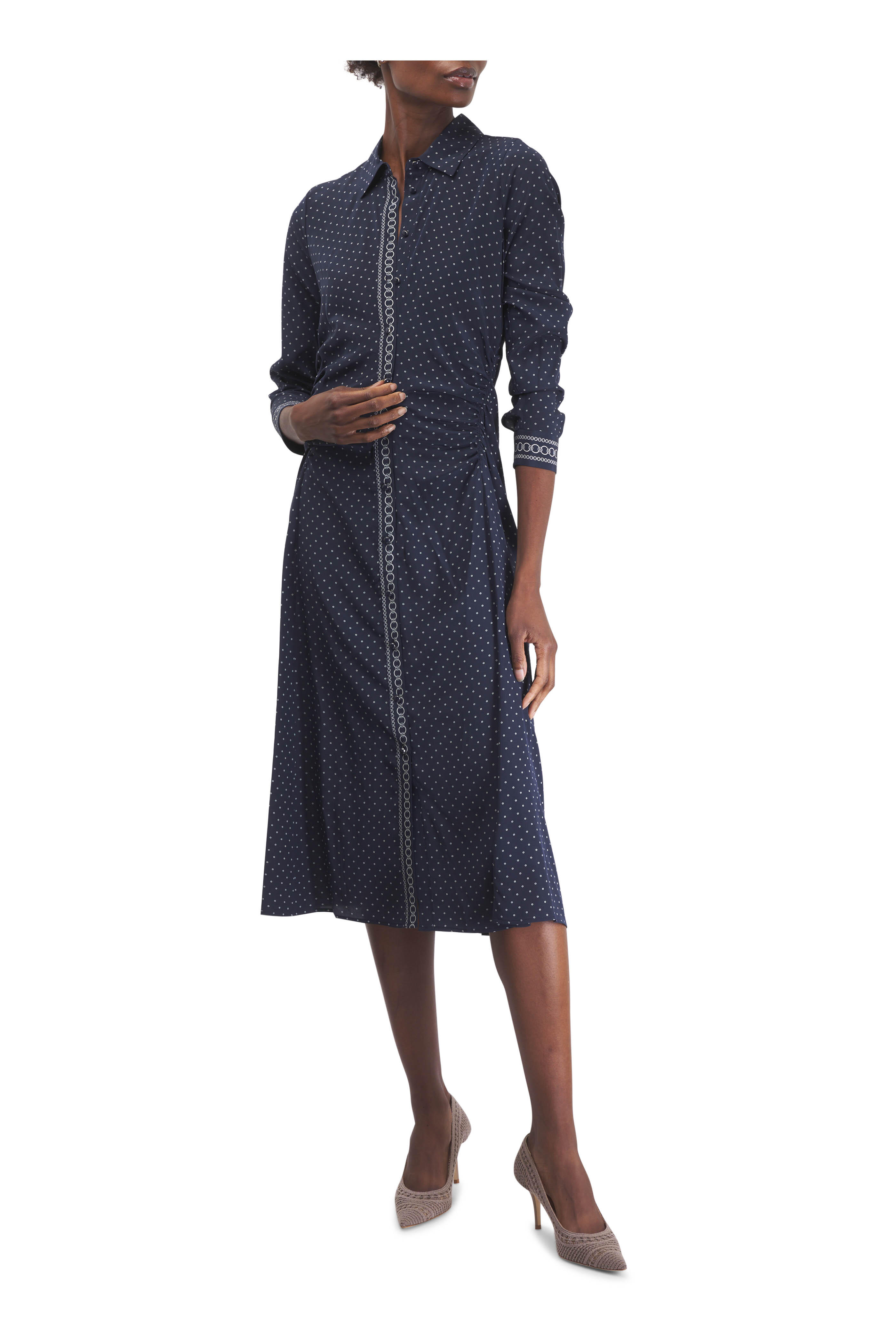 Veronica Beard - Lex Navy Multi Polka Dot Midi Dress