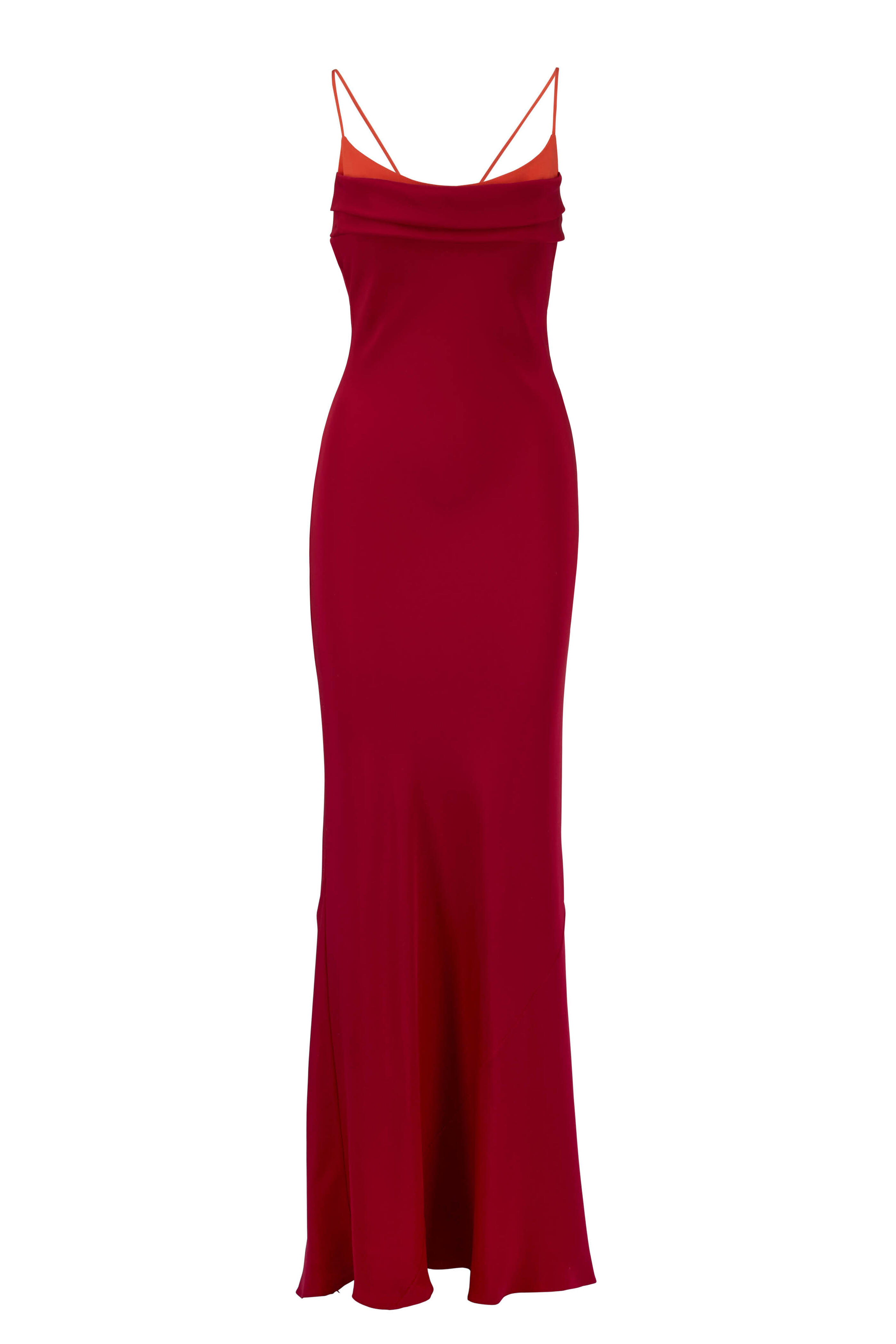 Cushnie Cherry Red Orange Two Toned Racerback Gown