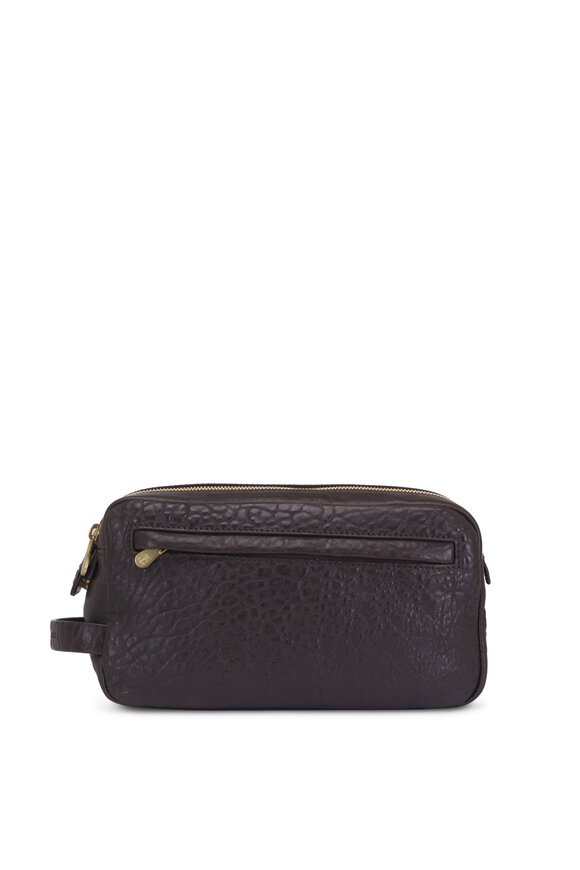 Brunello Cucinelli Brown Grain Leather Dopp Kit - view 2
