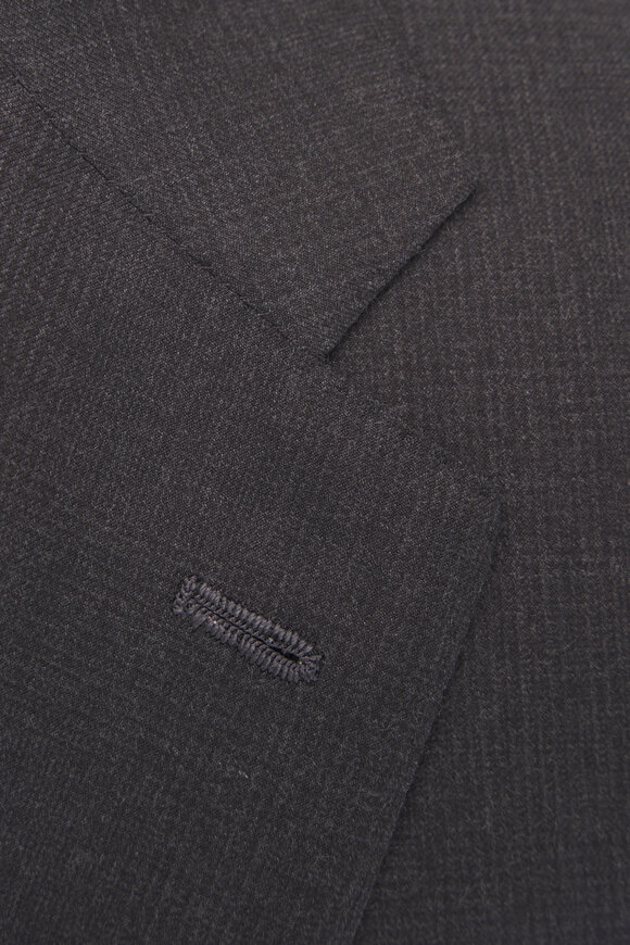 Kiton - Charcoal Gray Tonal Plaid Wool Suit