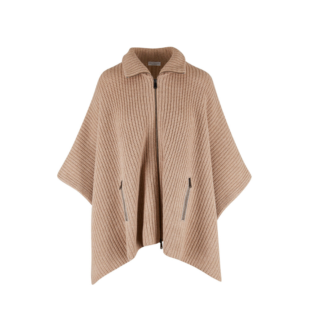 ポンチョ・ケープ Brunello Cucinelli Poncho Sparkling In Lino Linen-blend poncho in multicoloured - Brunello Cucinelli