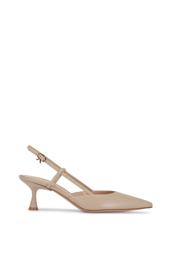 Gianvito Rossi Ascent Sand Leather Slingback, 55mm - view 3