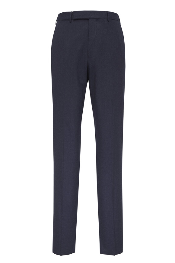 Zegna Navy Blue Wool Flannel Pant