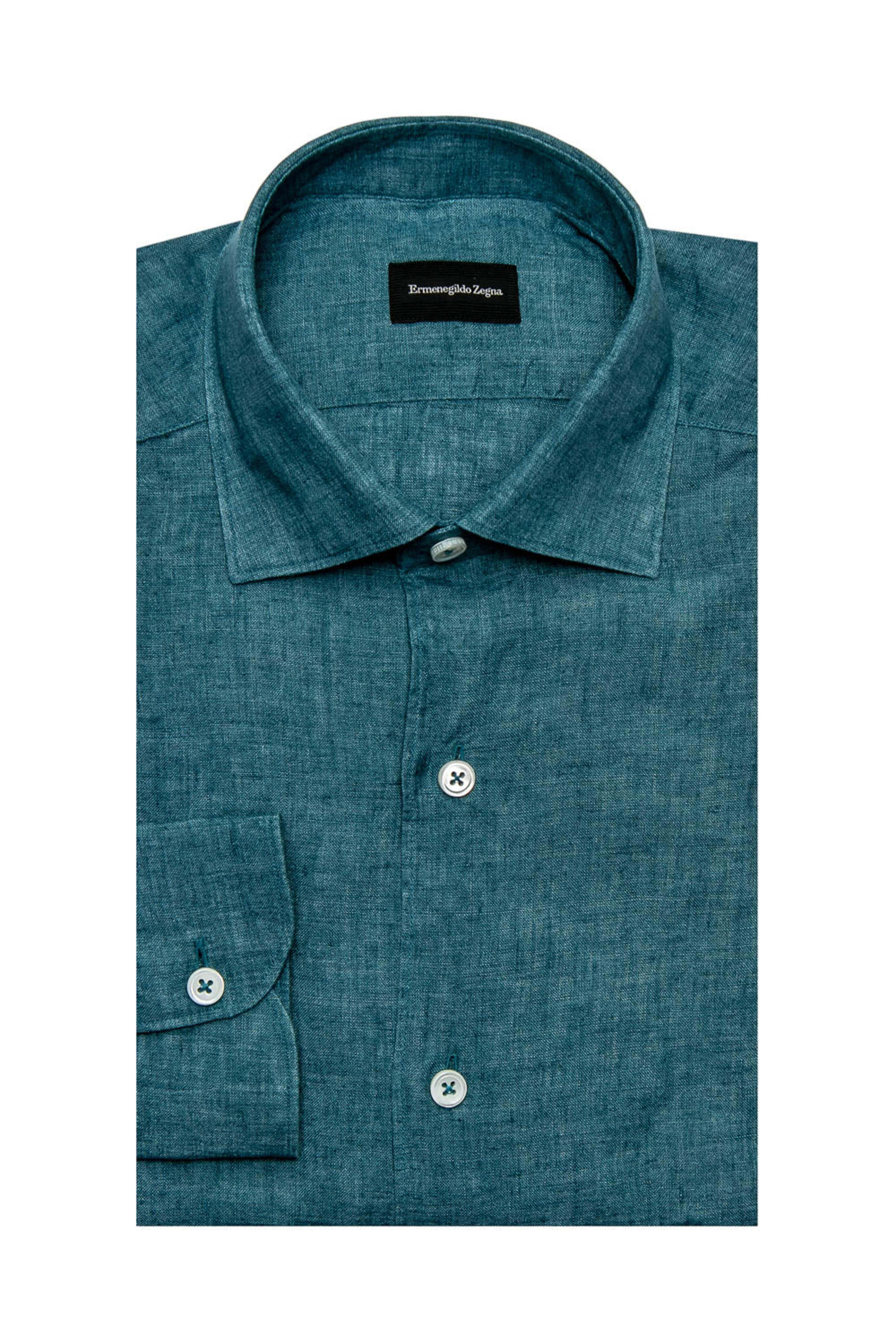 Zegna - Dark Turquoise Melange Shirt