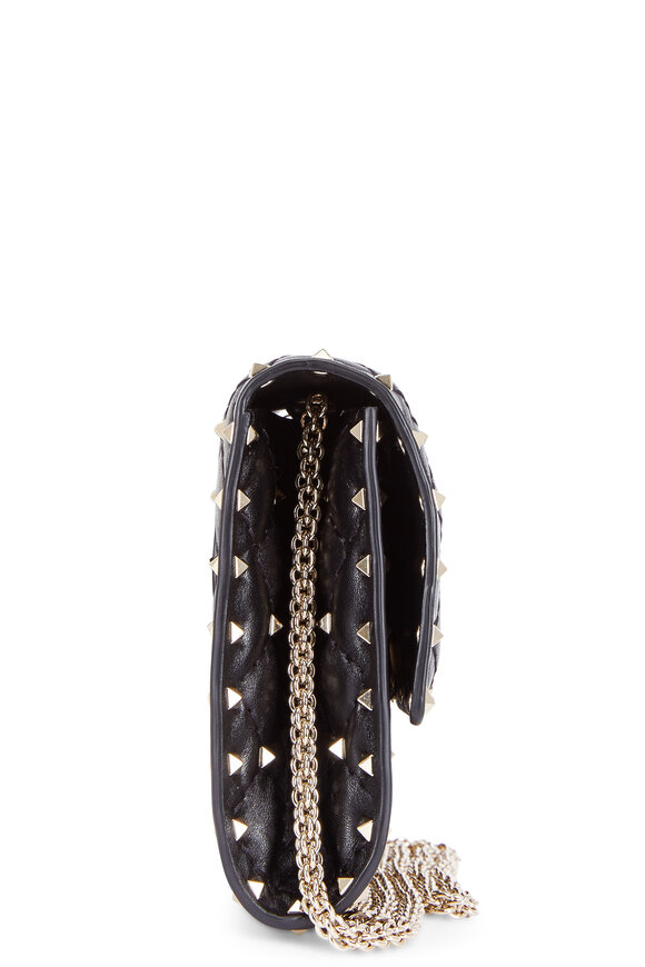 Valentino Garavani - Rockstud Black Quilted Leather Chain Crossbody 