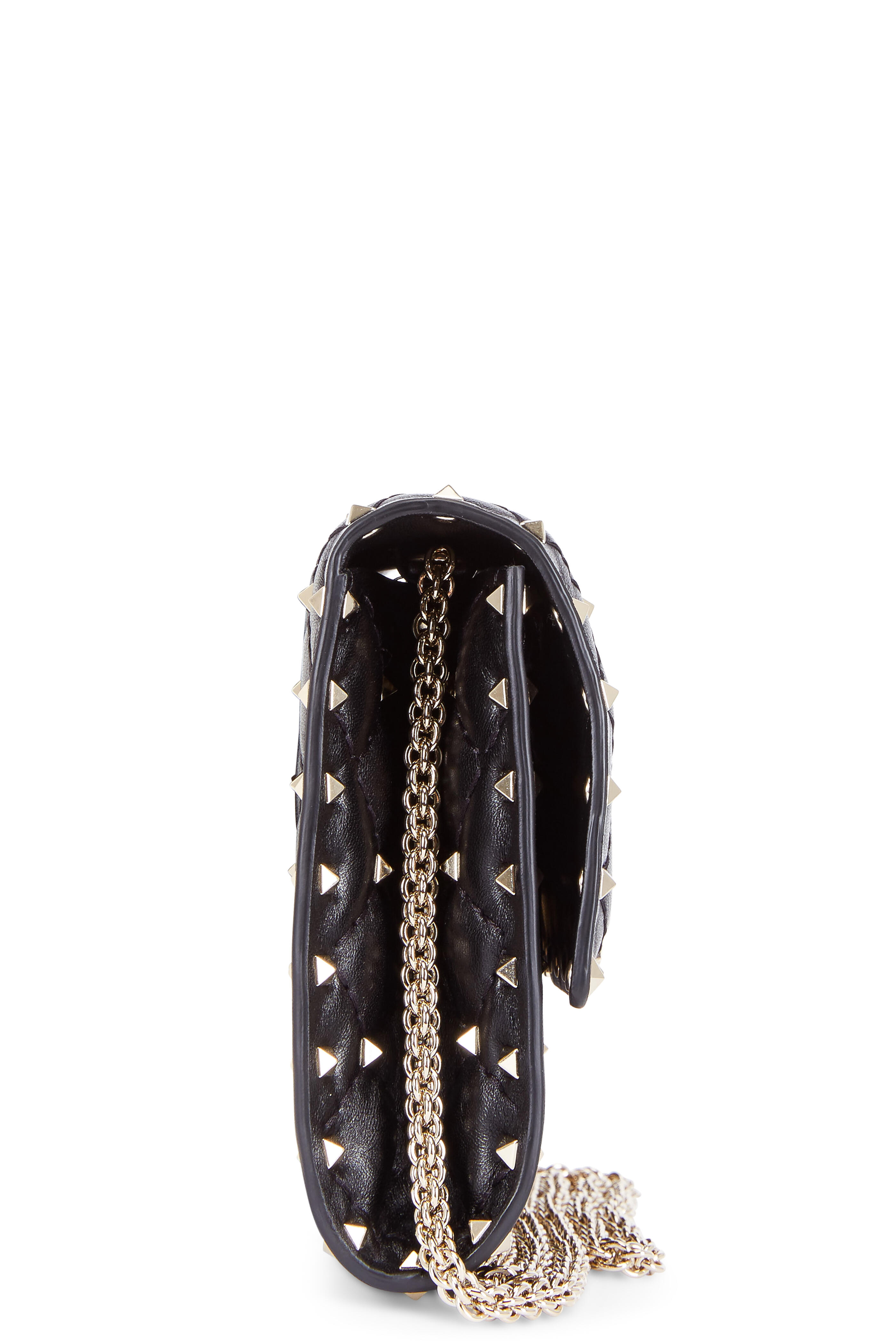 Valentino Garavani Women's Rockstud Black Leather Chain Crossbody Bag | by Mitchell Stores