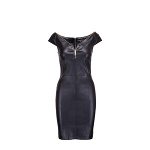 Jitrois - Diva Black Cap Sleeve Leather Dress | Mitchell Stores
