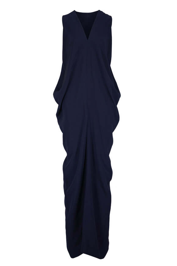 Zero + Maria Cornejo Long Libi Navy Blue Silk Dress