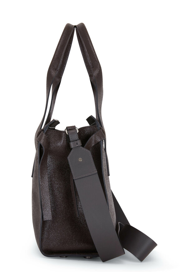 Brunello Cucinelli - Graphite Leather Monili Striped Tote