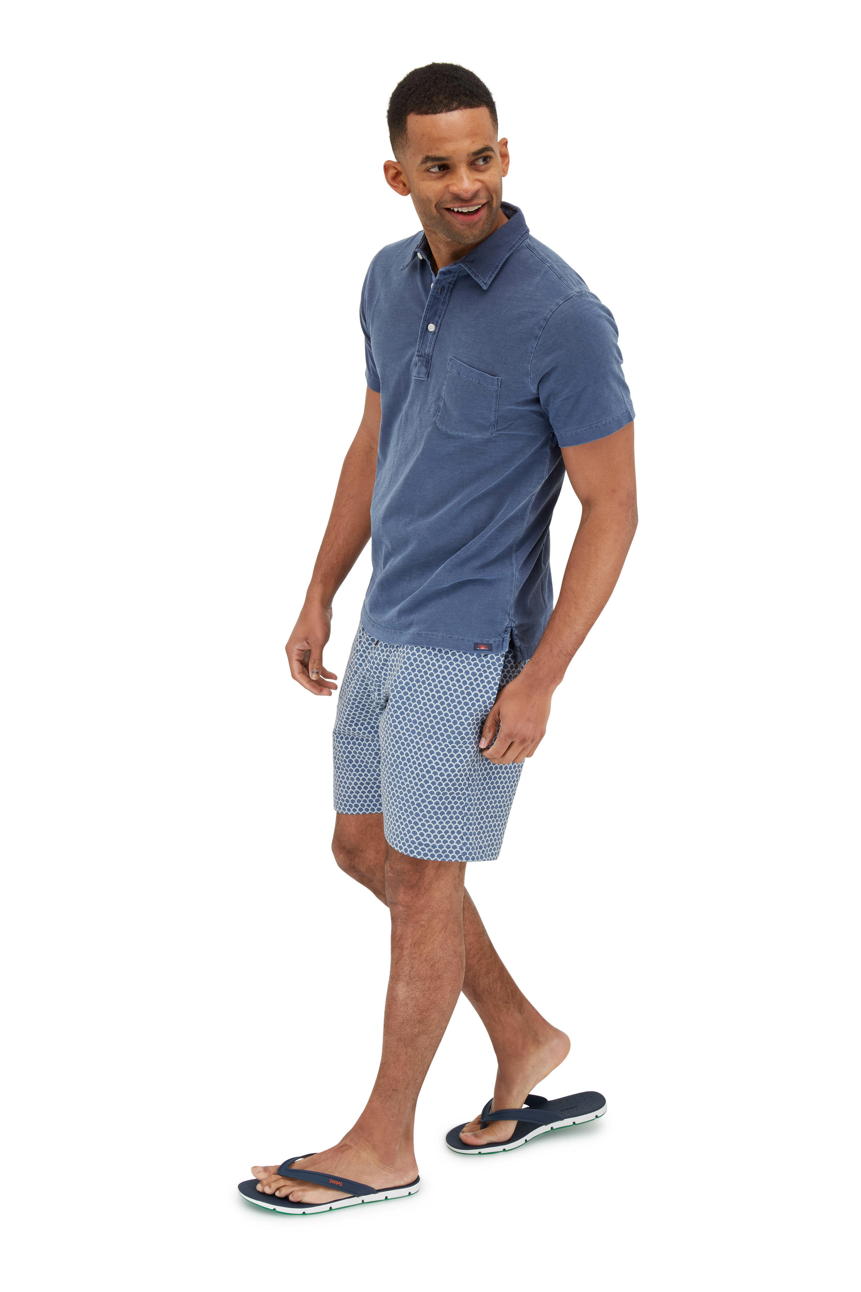 Faherty Brand - Blue Fishscale Printed Swim Trunks