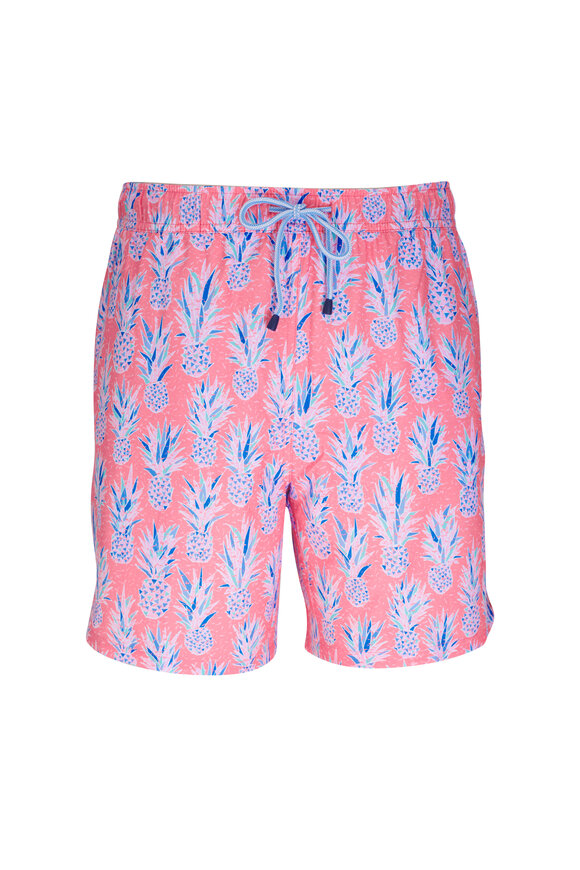 Peter Millar Coral Reef Pineapple In Paradise Swim Trunks