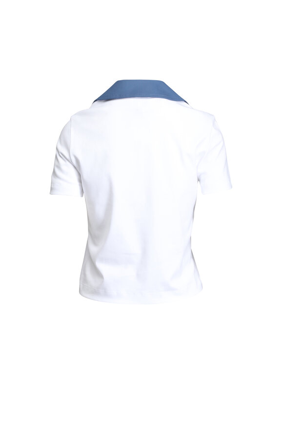 Tanya Taylor Melanie Optic White & French Blue Top - view 2
