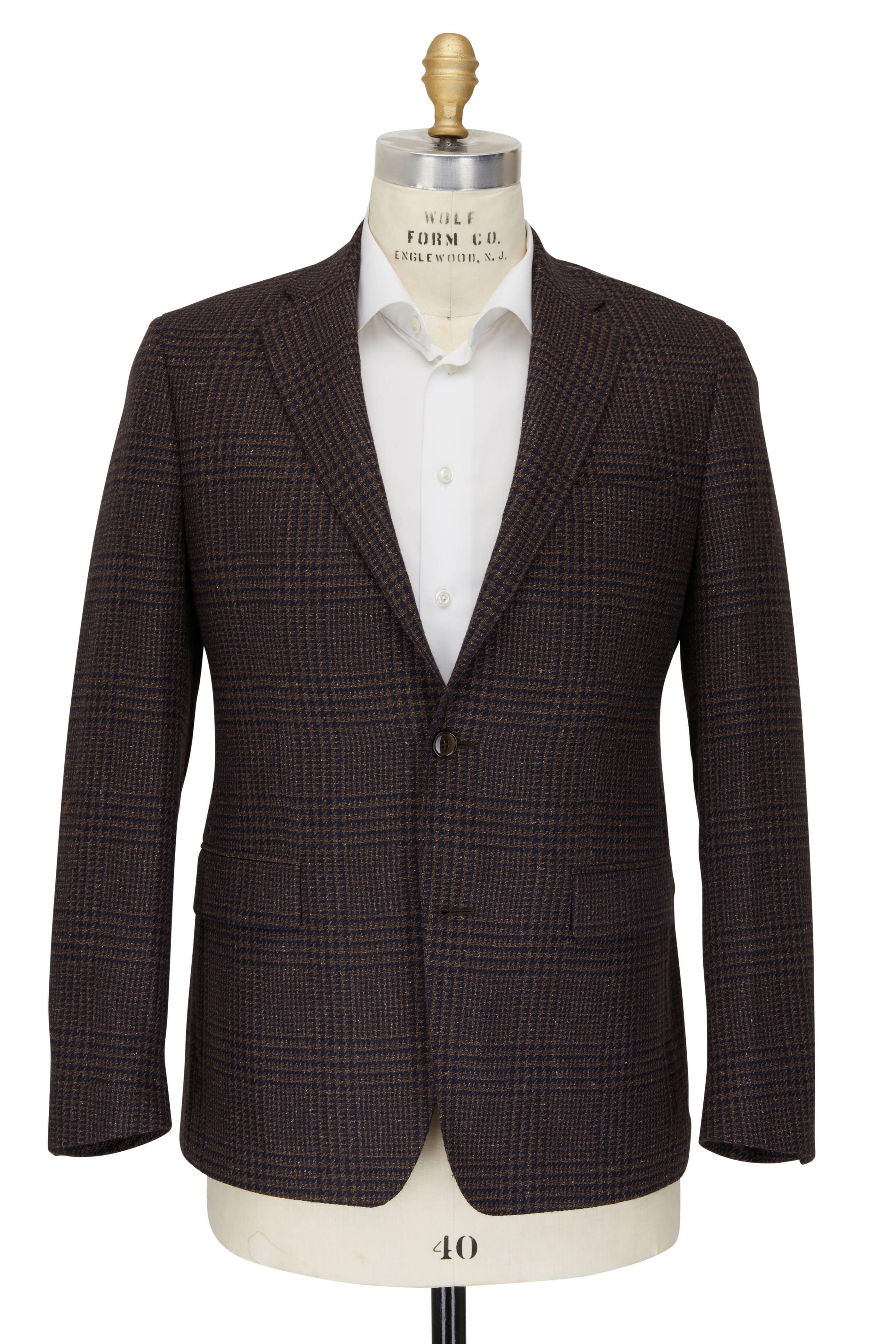 Atelier Munro - Brown & Navy Plaid Wool Blend Sportcoat