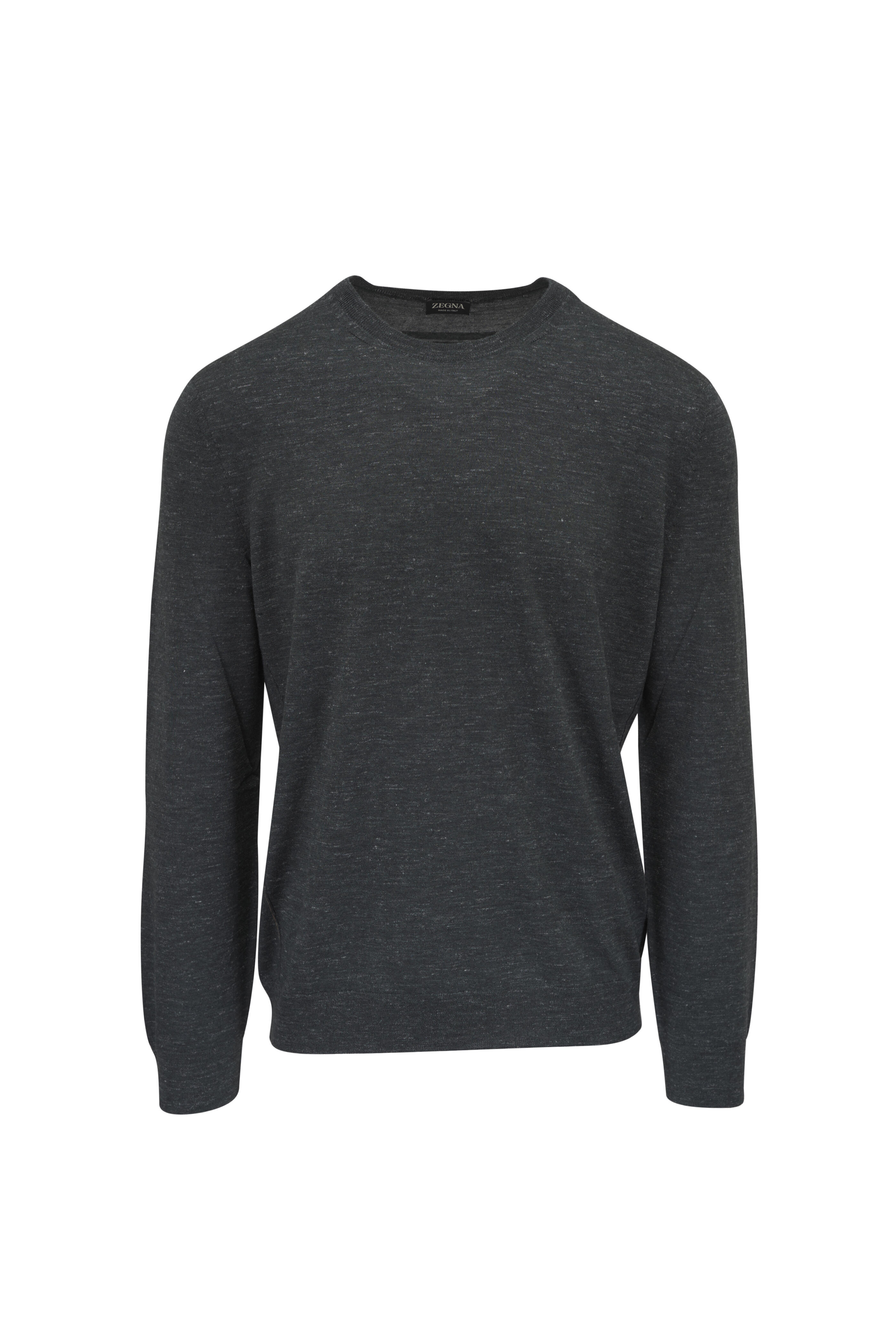Zegna - Gray Silk, Cashmere & Linen Crewneck Sweater