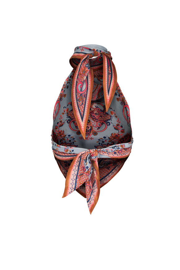 Zimmermann Aster Scarf Blue Paisley Print Halter Blouse - view 6