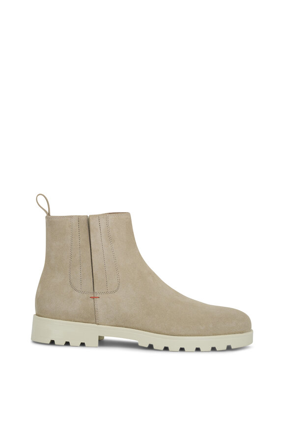 Santoni - Beige Suede Lug Sole Short Boot