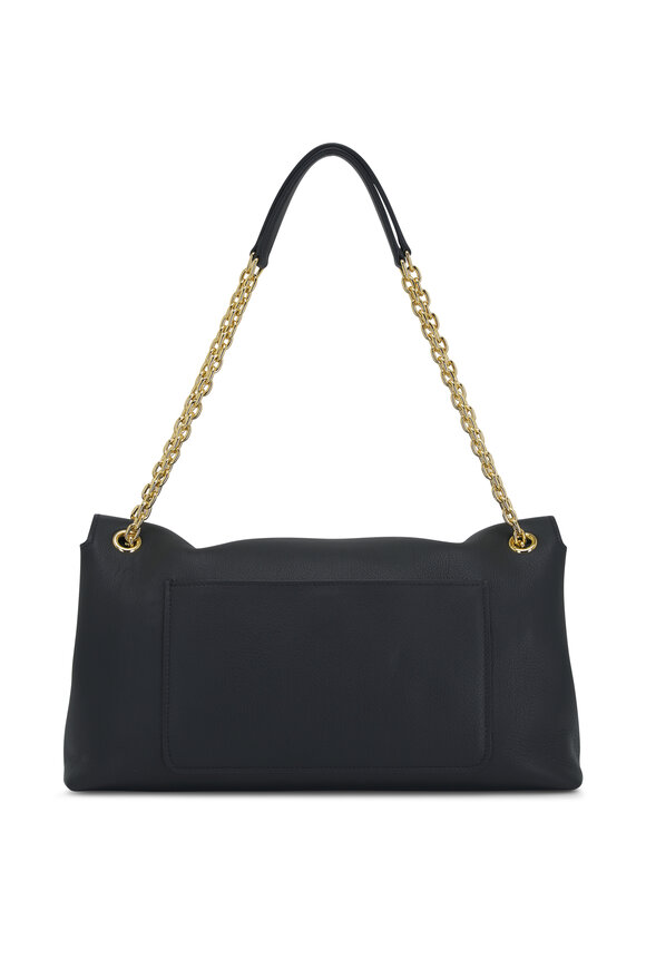 Prada - Medium Black Soft Grain Leather Chain Bag 