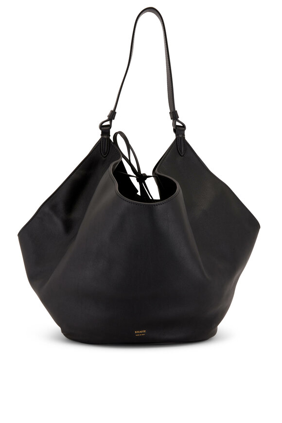 Khaite - Medium Lotus Black Leather Shoulder Bag