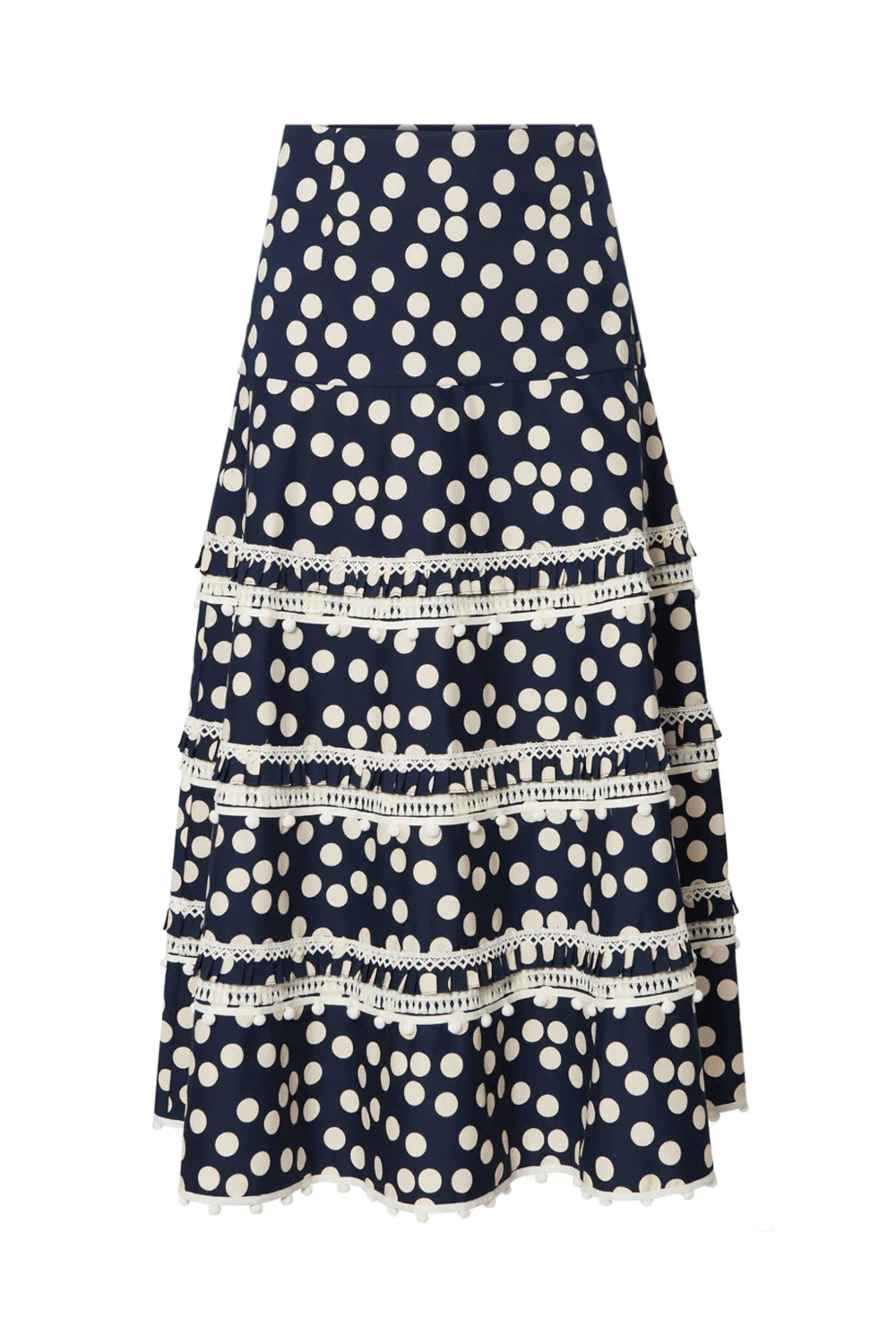 Carolina Herrera - Midnight Embroidered Tiered Midi Skirt