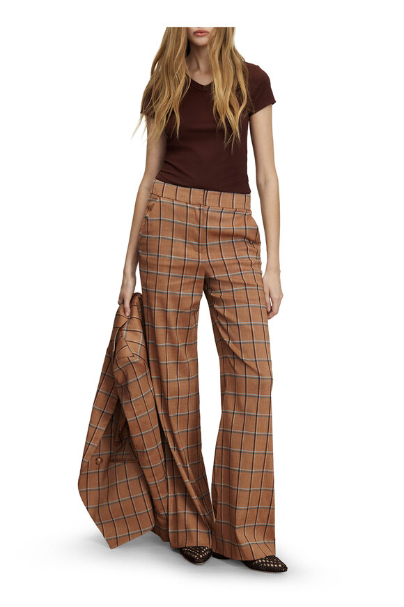 Veronica Beard Tonelli Ochre Multicolor Plaid Wide Leg Pant - view 2