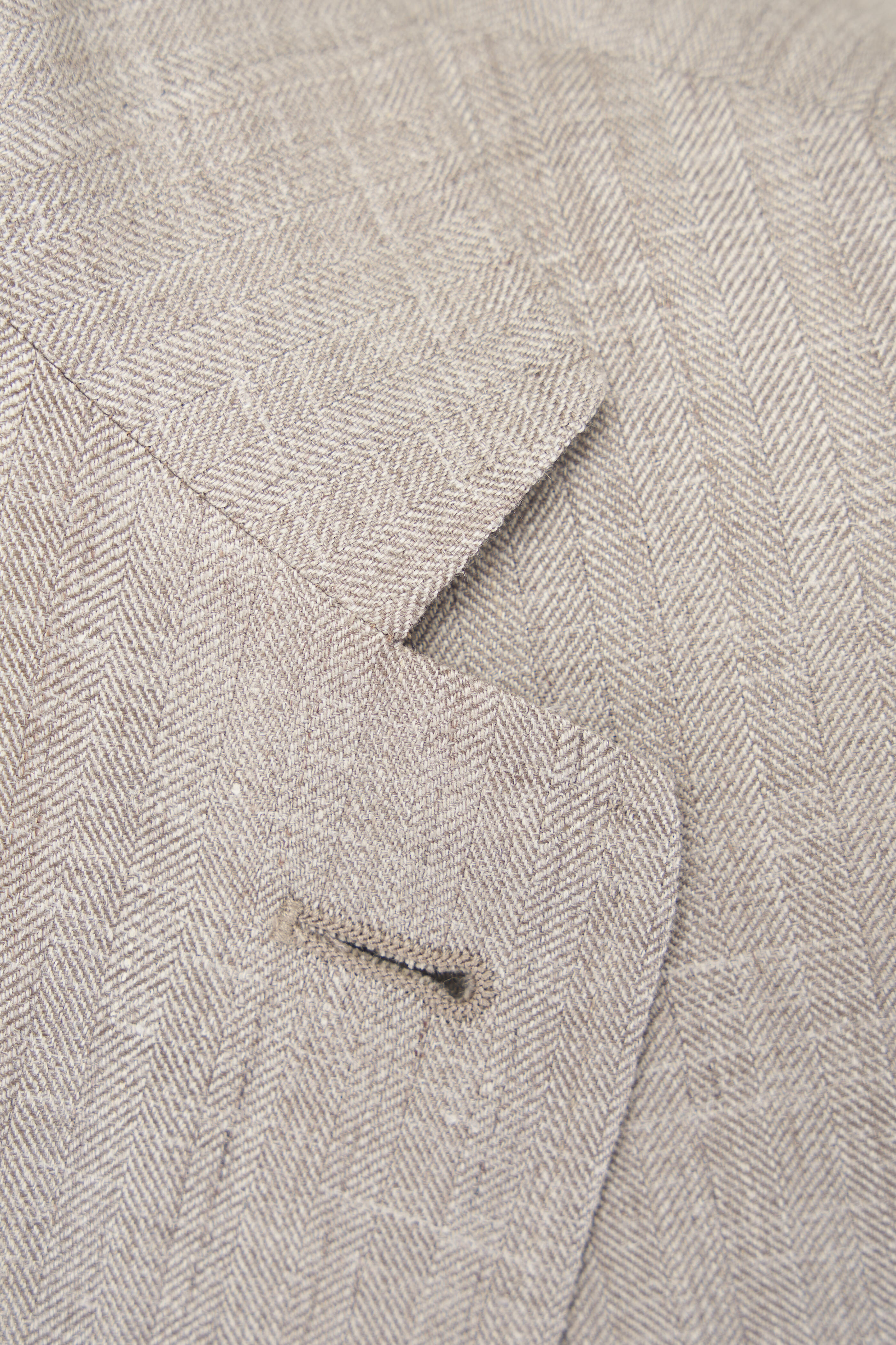 Canali - Beige Chevron Wool, Silk & Linen Sportcoat