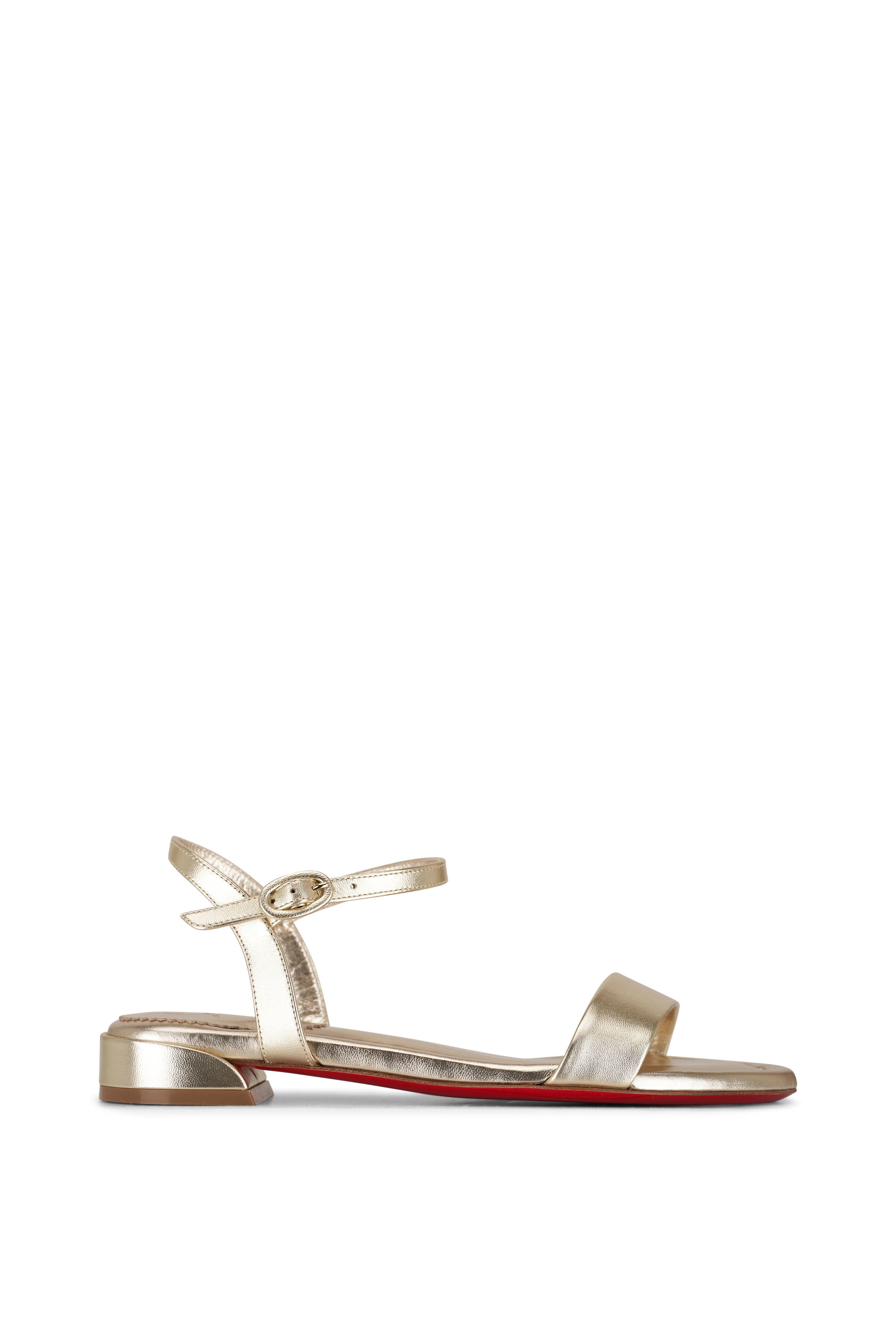 Christian Louboutin - Sweet Jane Platinum Nappa Leather Flat Sandal