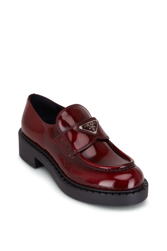 Prada - Porpora Fume Spazzolato Leather Logo Loafer, 50mm