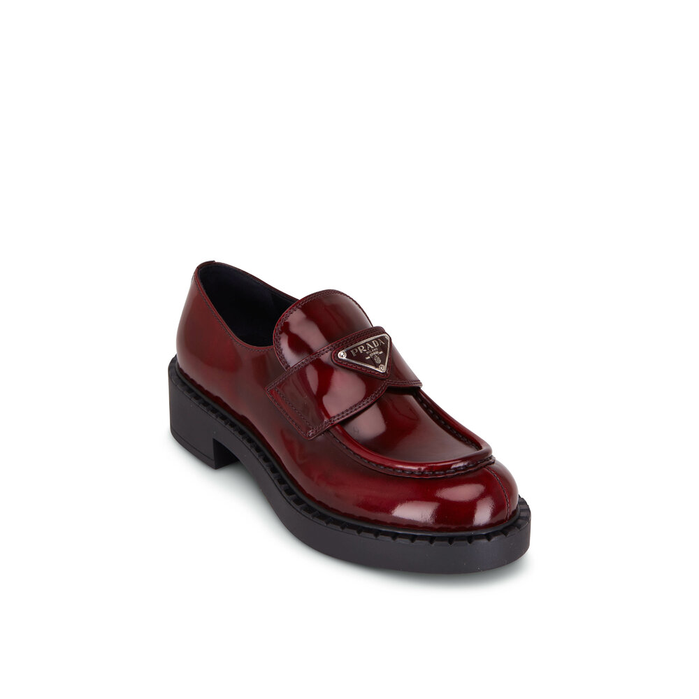 Prada - Porpora Fume Spazzolato Leather Logo Loafer, 50mm