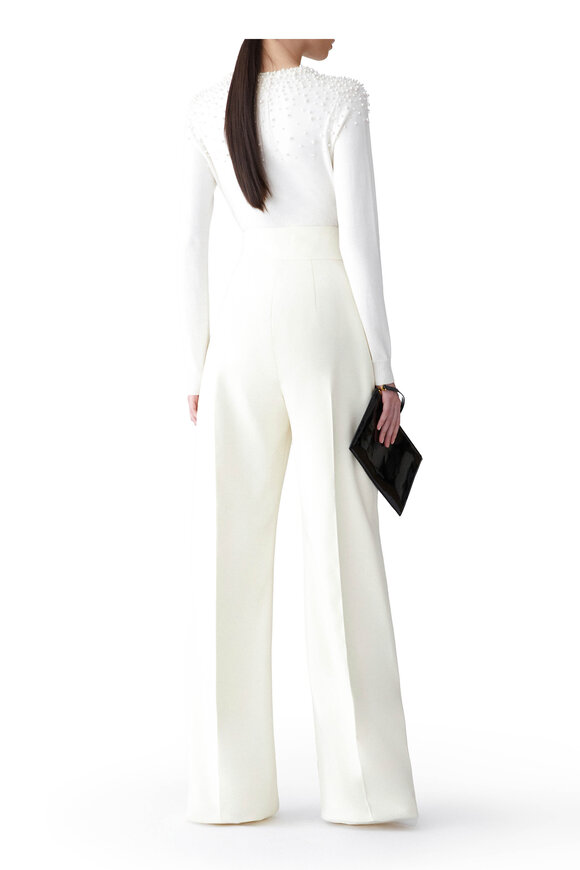 Carolina Herrera Ivory Pearl Embellished Sweater - view 3