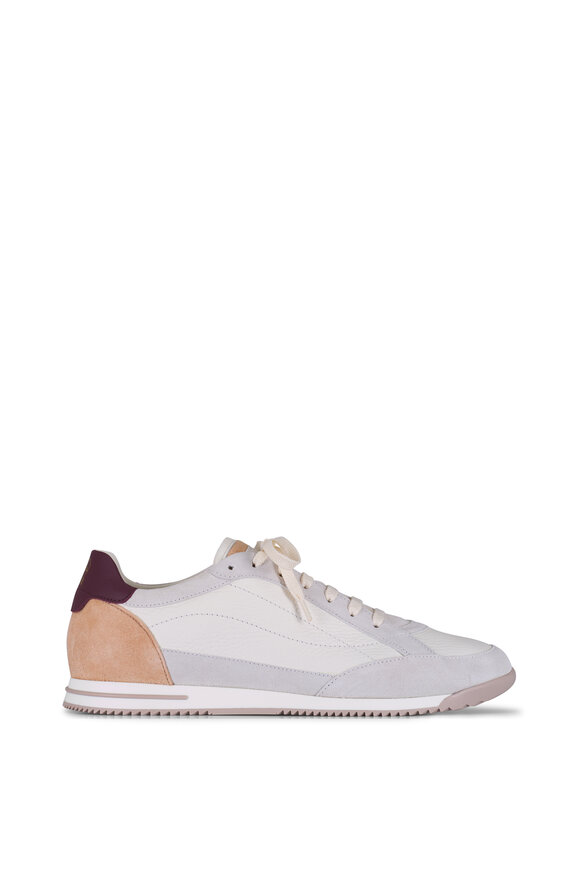 Brunello Cucinelli White Multicolor Leather & Suede Low Top Sneaker - view 3