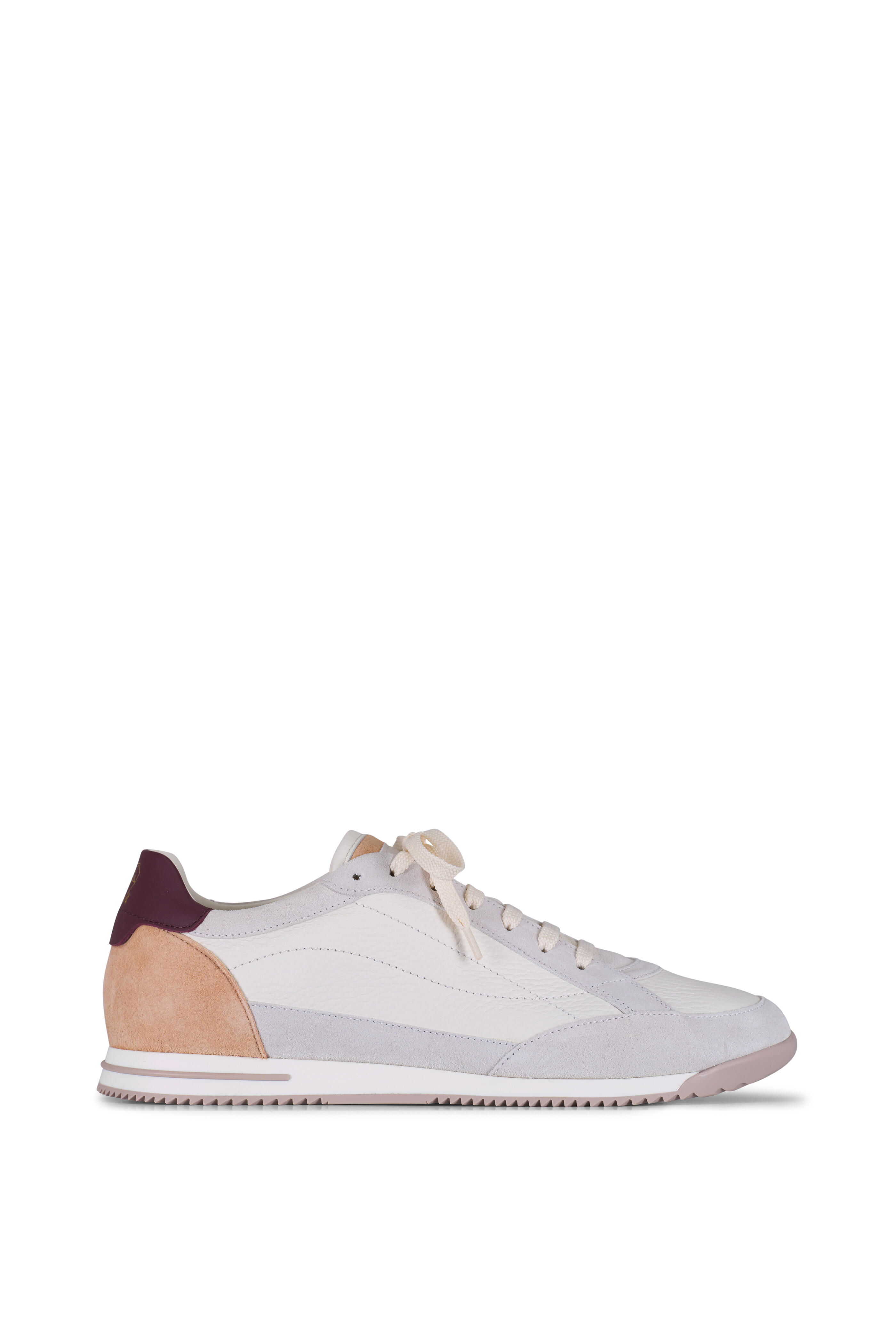 Brunello Cucinelli - White Multicolor Leather & Suede Low Top Sneaker