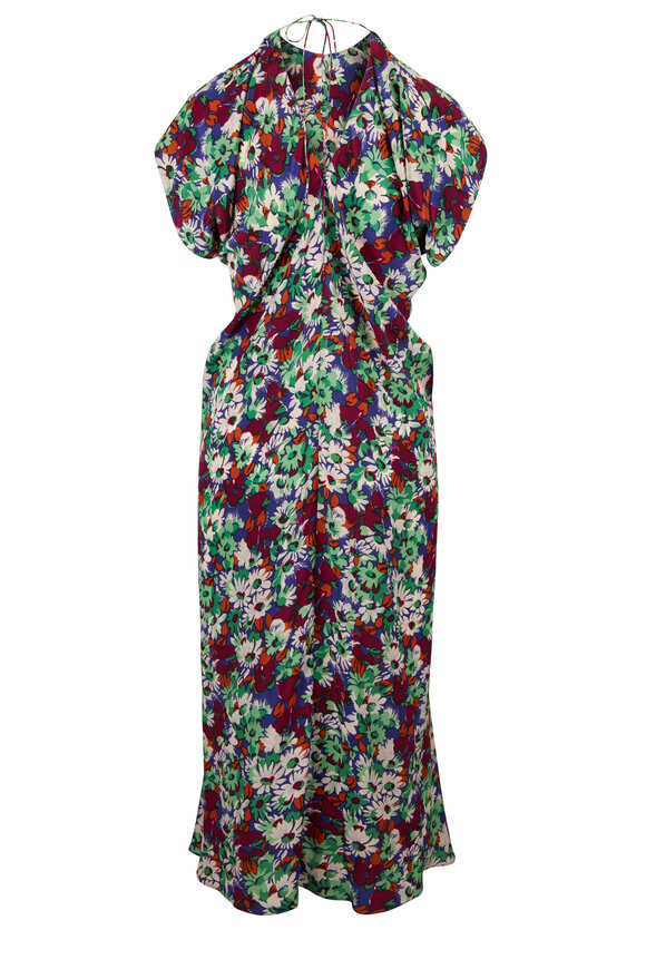 Marni Multicolor Floral Print Silk Midi Dress - view 3