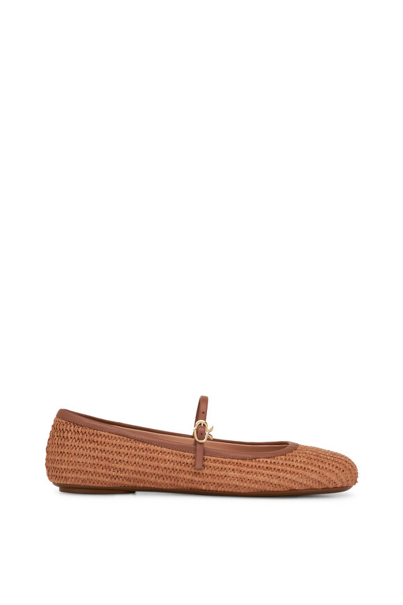 Gianvito Rossi - Carla Woven Raffia & Leather Mary Jane Flat 