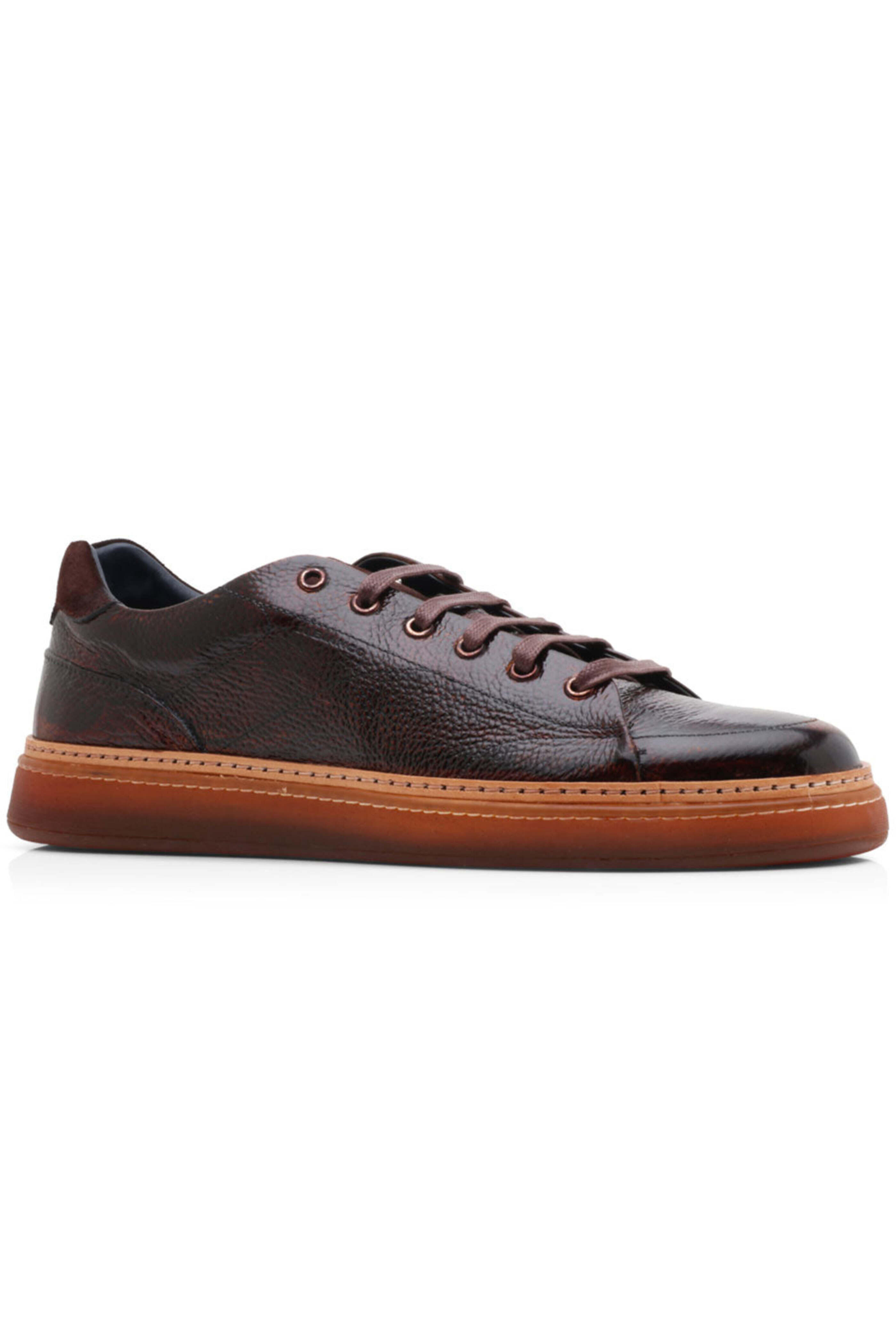 Scarpe di Bianco - Patent Leather Imola Sneaker in Chestnut