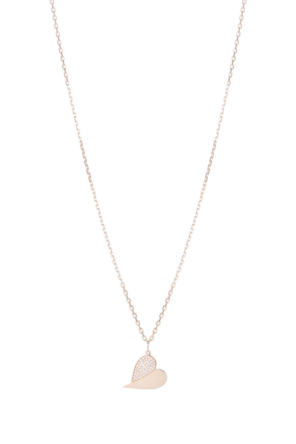 Genevieve Lau - Rose Gold & Diamond Sideways Pendant Necklace