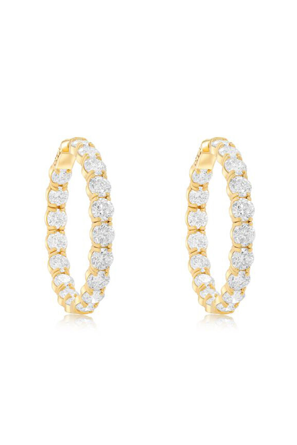 Diana M Jewels 18k Yellow Gold Round Shape Diamond Hoop Earring - view 1