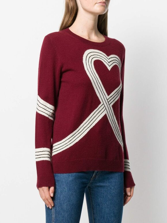 Chinti & Parker - Berry, Cream & Black Heart Print Sweater
