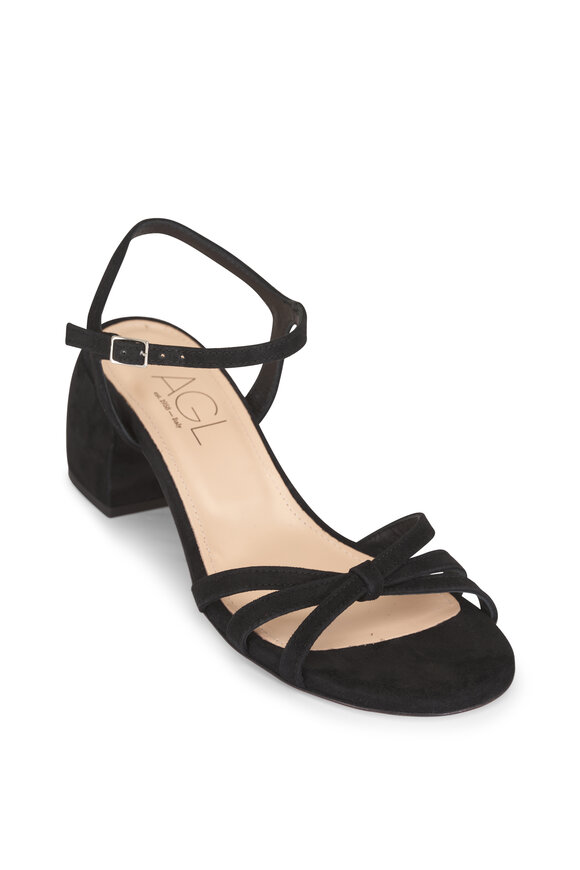AGL Clio Black Suede Sandal, 50mm - view 1